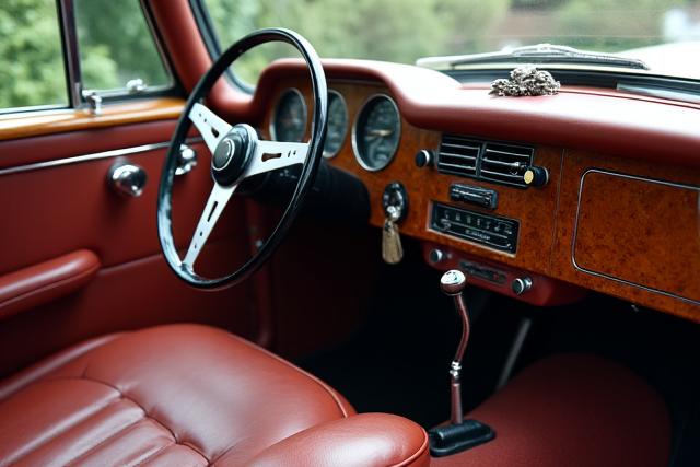 Vue détaillées des intérieurs de voiture sur châssis de voiture vintage