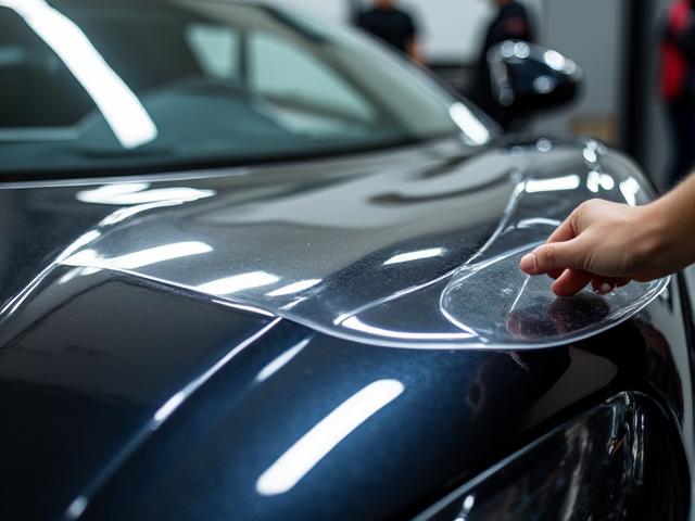 Application de film de protection sur une carrosserie de voiture de luxe